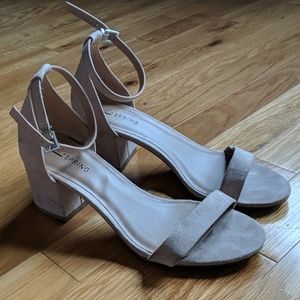 Nude Low Chunk Heel Sandal